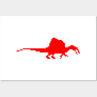 8-bit spinosaurus Red Posters and Art